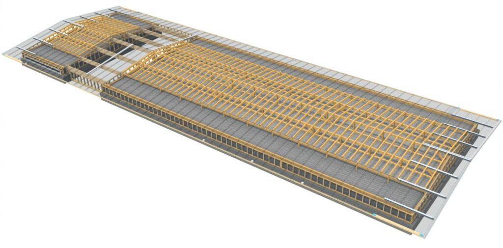 3D CAD Modell einer Holzlagerhalle